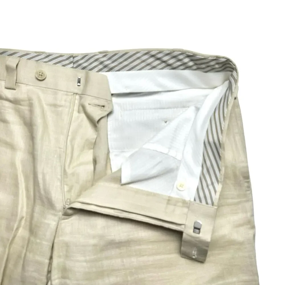 Calvin Klein | Men | 100% Linen Stone Lightweight Cuffed Dress Pants | Size 36 R